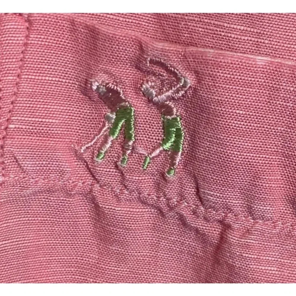 JEZEQUEL FRANCE Cotton Short Sleeve Button Up Shirt Mens Size XL Pink Plaid Golf - Picture 4 of 7